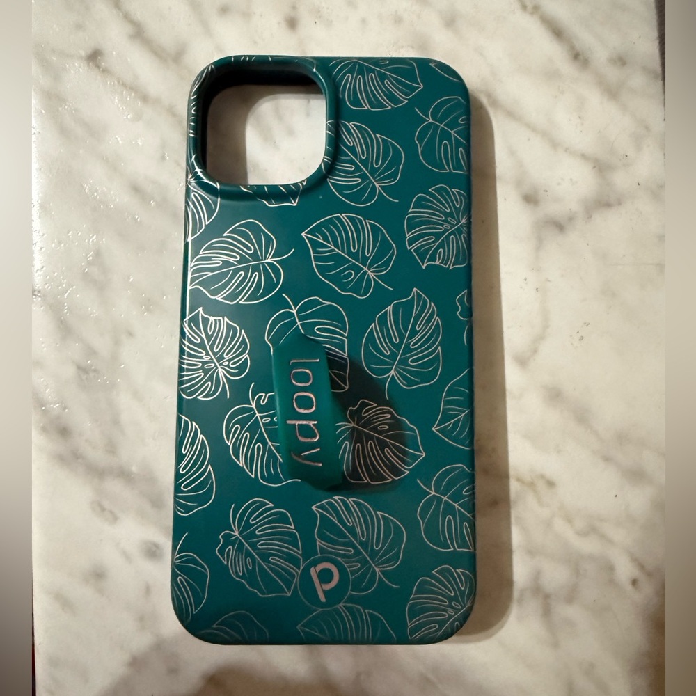 Loopy Case Teal Leaf Pattern Phone Case iPhone 13